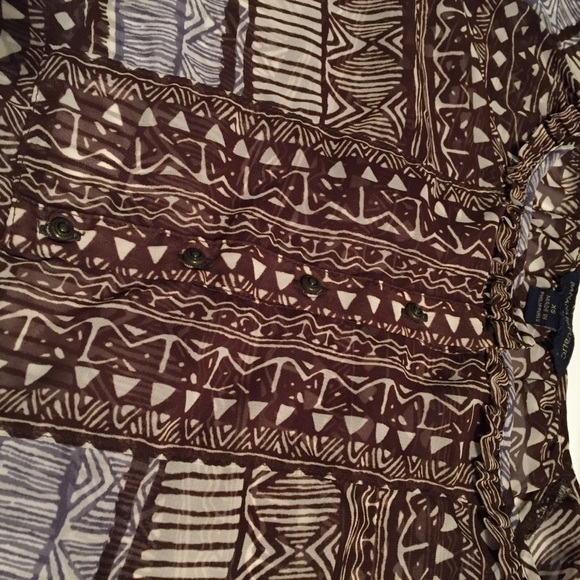 Banana Republic Brown Tribal Print Blouse - Picture 5 of 8